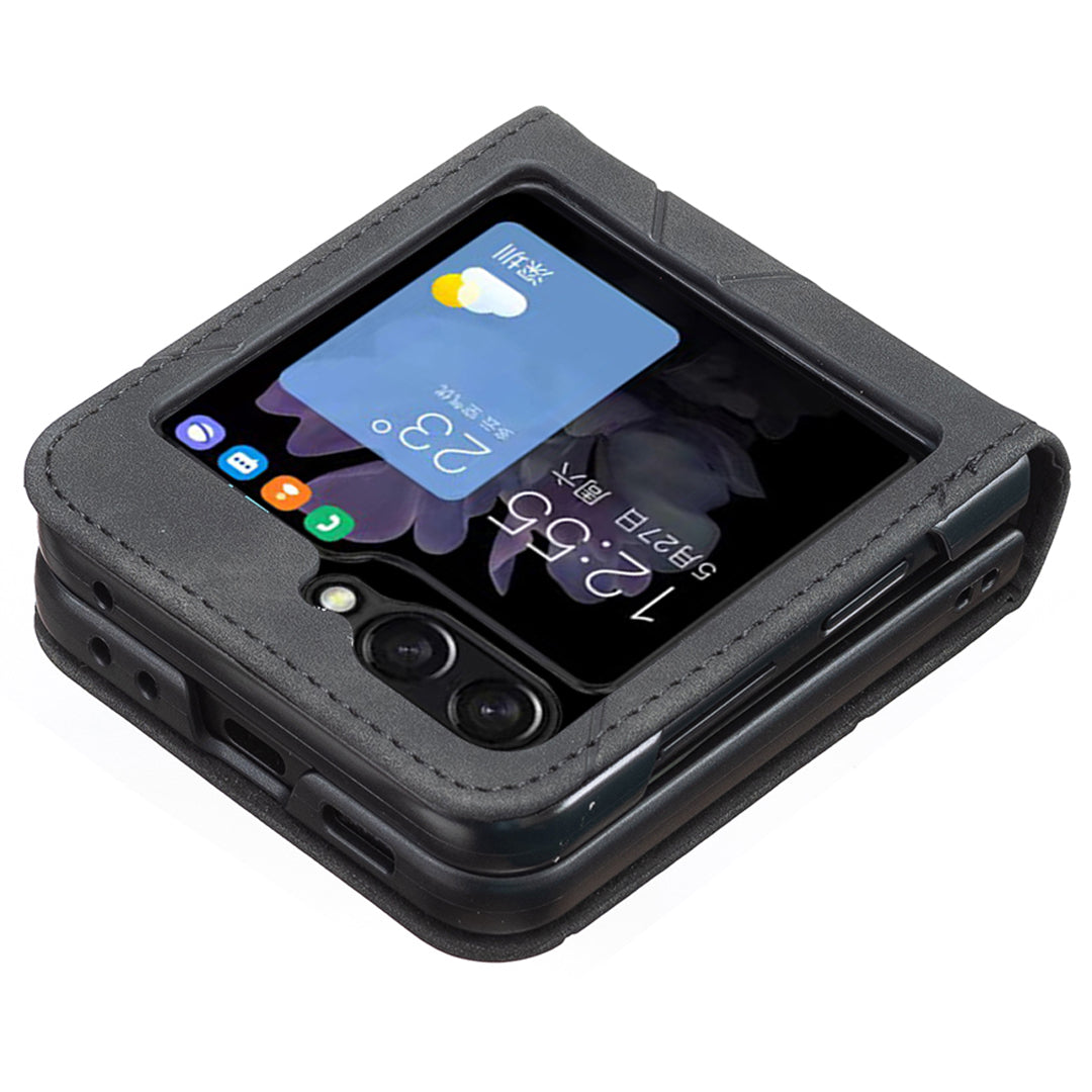 For Samsung Galaxy Z Flip6 5G Case Fall Proof Phone Cover Geometric Imprinted - Black