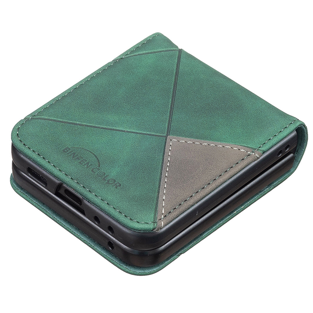 For Samsung Galaxy Z Flip6 5G Case Fall Proof Phone Cover Geometric Imprinted - Green