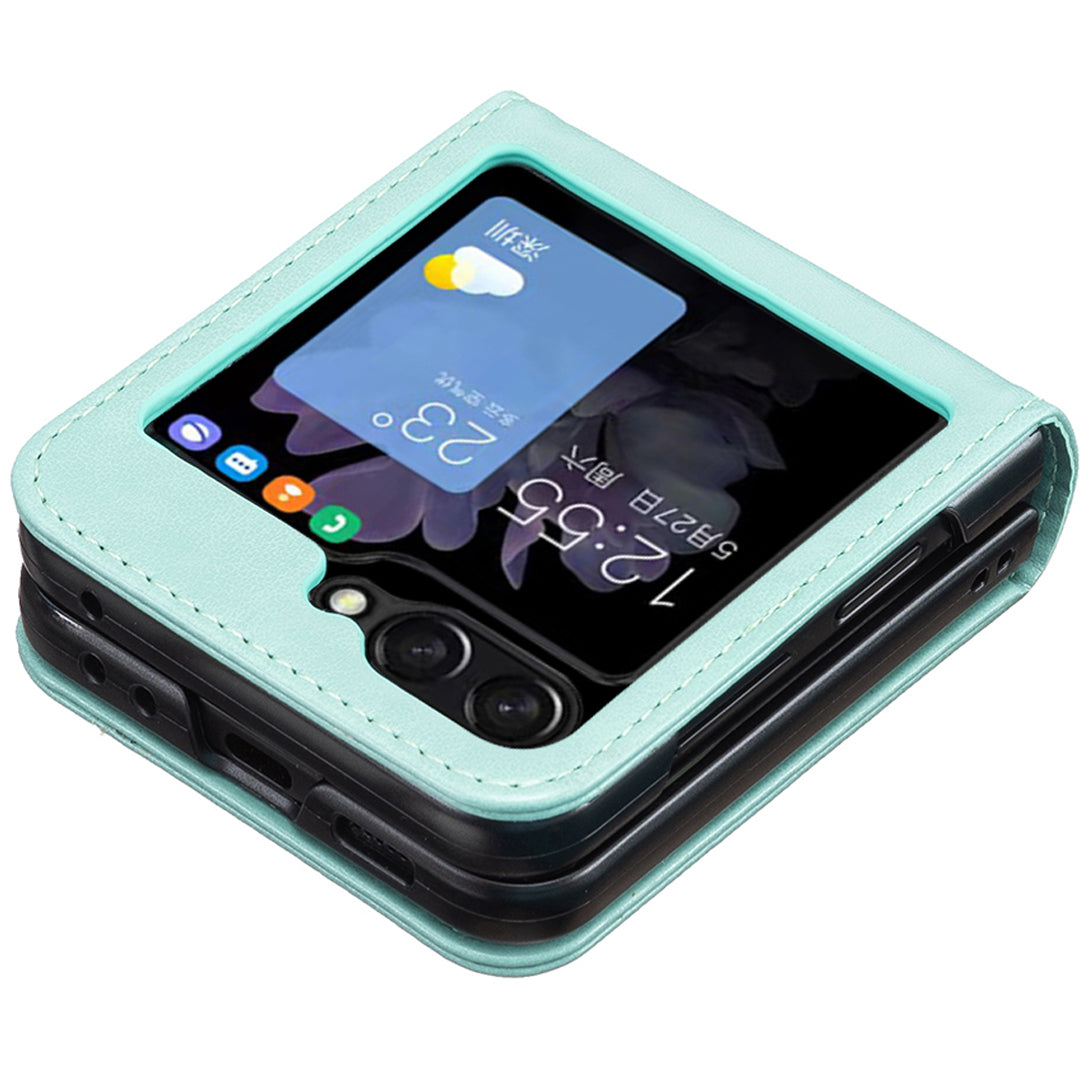 For Samsung Galaxy Z Flip6 5G Case Butterfly Pattern PU Leather + PC Anti-Scratch Phone Cover - Green