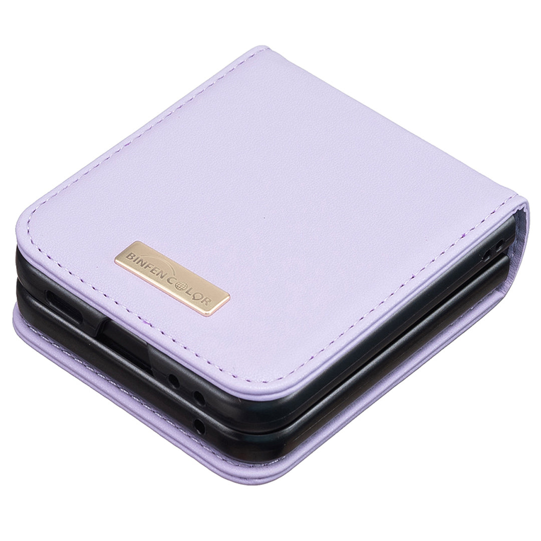 BINFEN COLOR R20 For Samsung Galaxy Z Flip6 5G Case PU Leather+PC Phone Cover - Purple