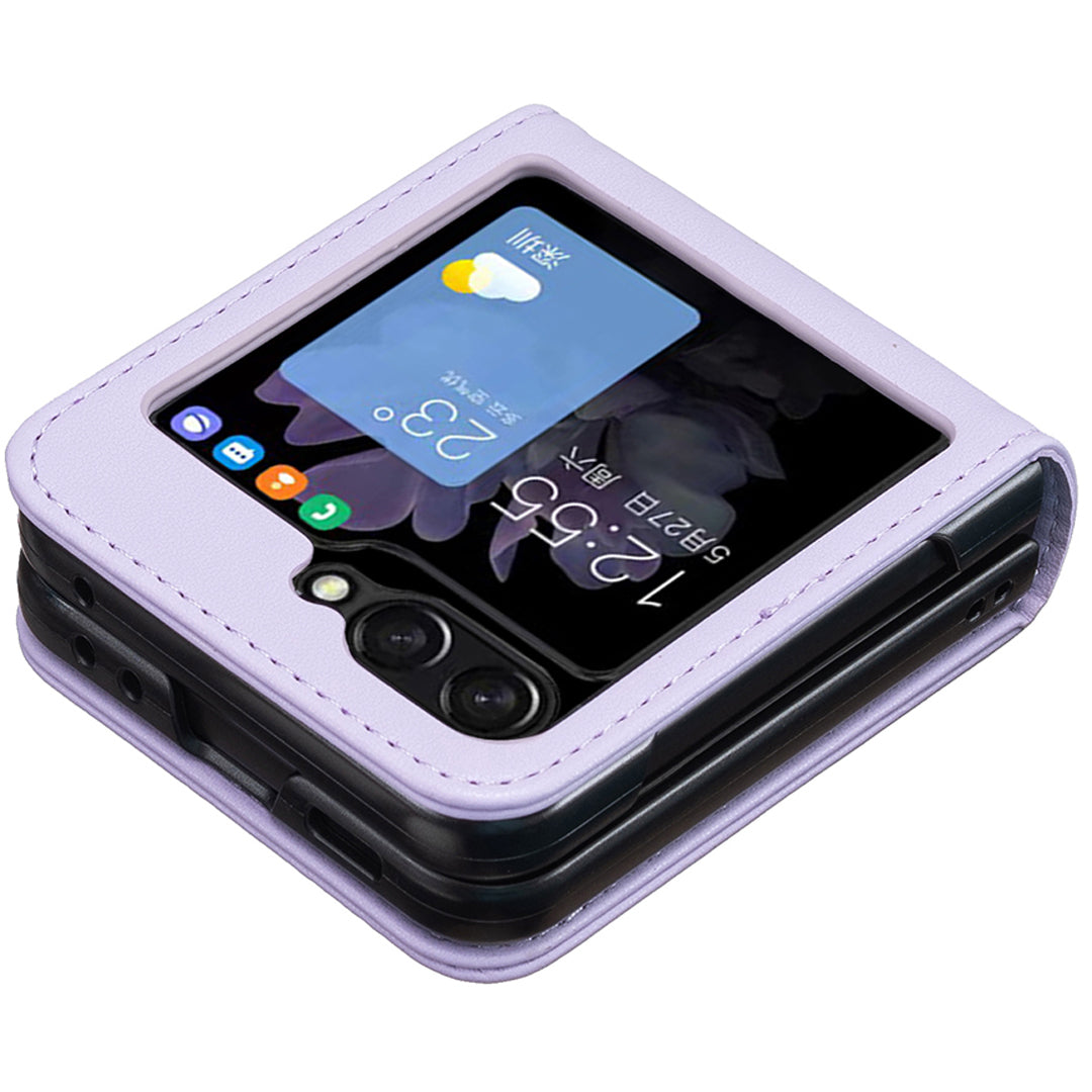 BINFEN COLOR R20 For Samsung Galaxy Z Flip6 5G Case PU Leather+PC Phone Cover - Purple
