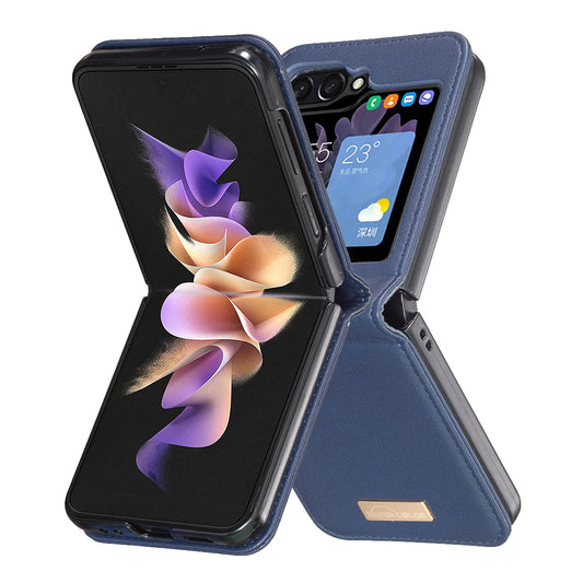 BINFEN COLOR R20 For Samsung Galaxy Z Flip6 5G Case PU Leather+PC Phone Cover - Blue