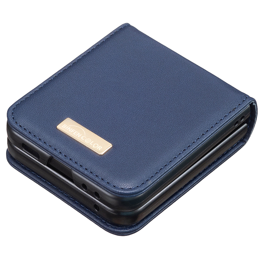 BINFEN COLOR R20 For Samsung Galaxy Z Flip6 5G Case PU Leather+PC Phone Cover - Blue