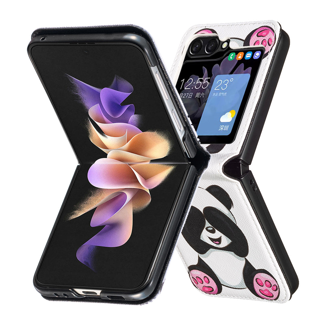 For Samsung Galaxy Z Flip6 5G Case Pattern Print PU Leather Phone Shell - Panda