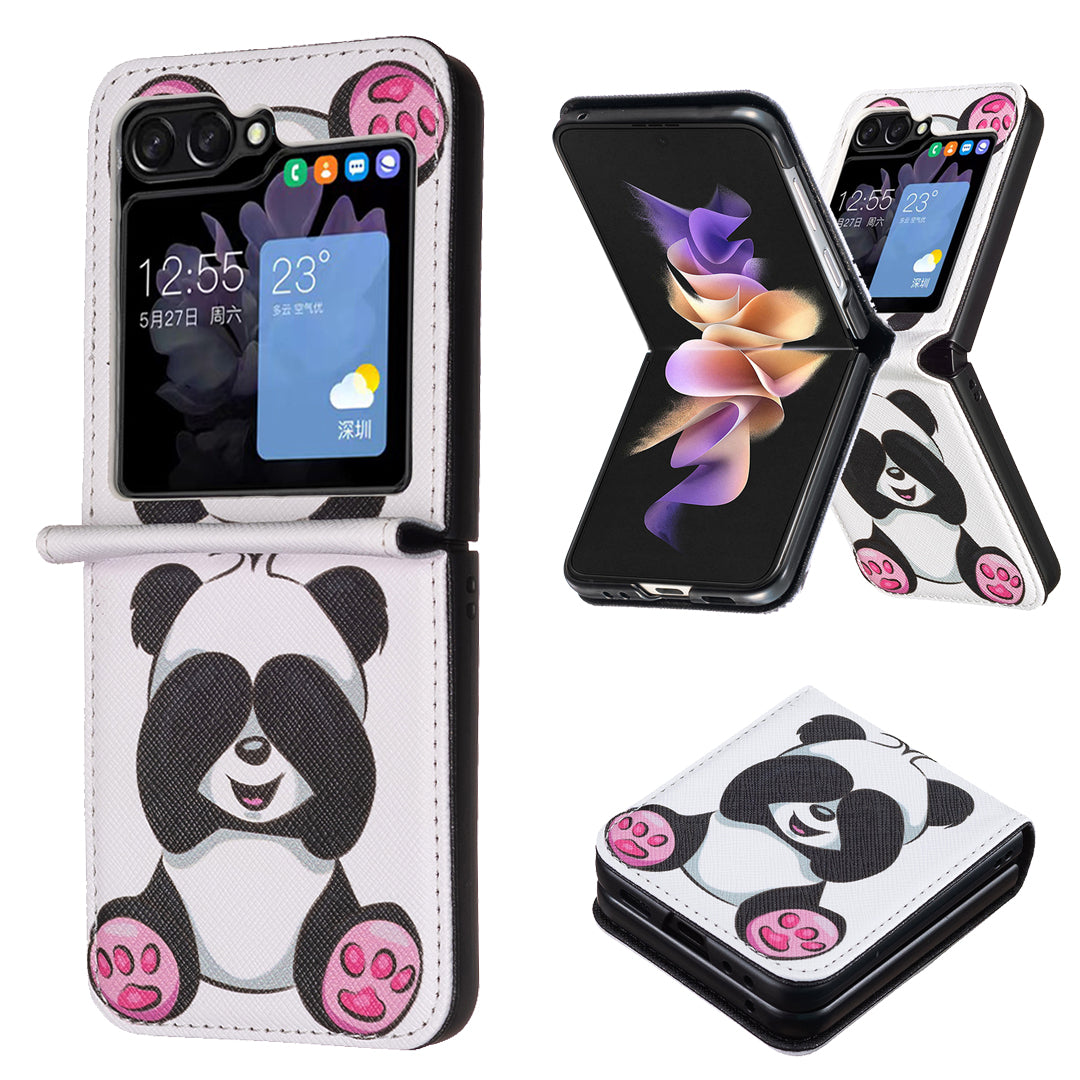 For Samsung Galaxy Z Flip6 5G Case Pattern Print PU Leather Phone Shell - Panda