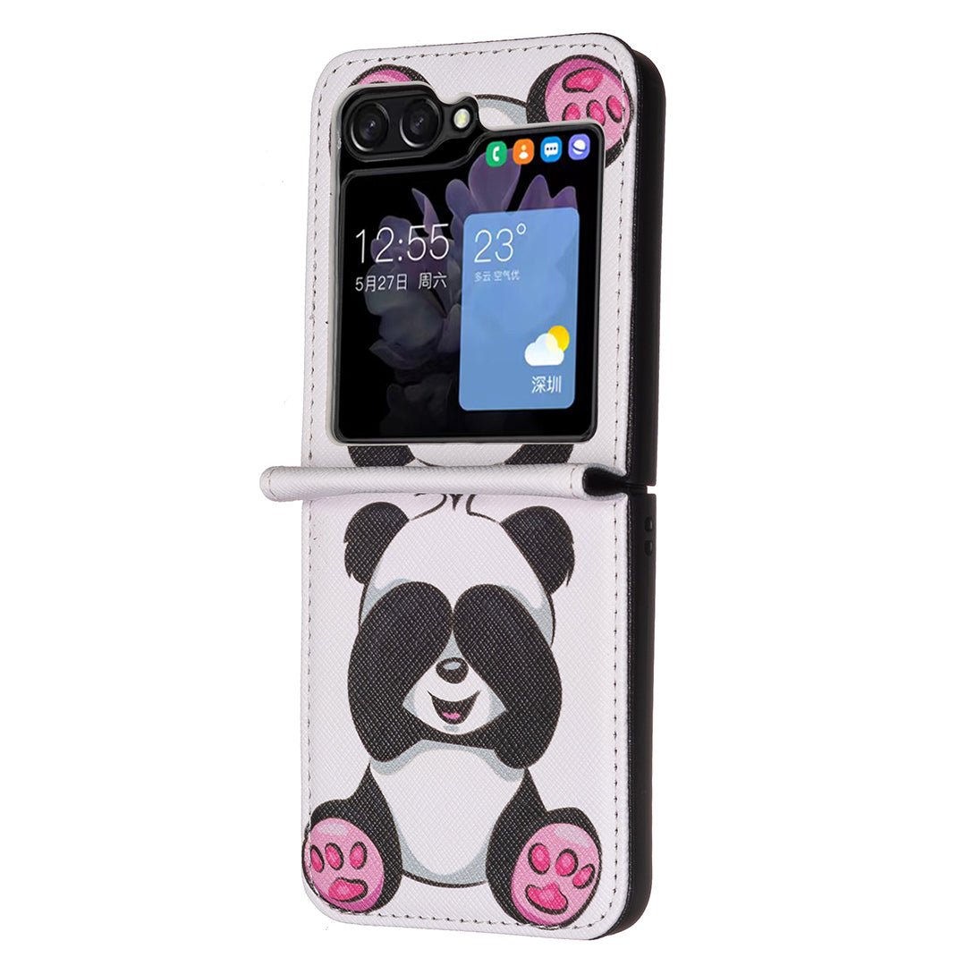 For Samsung Galaxy Z Flip6 5G Case Pattern Print PU Leather Phone Shell - Panda
