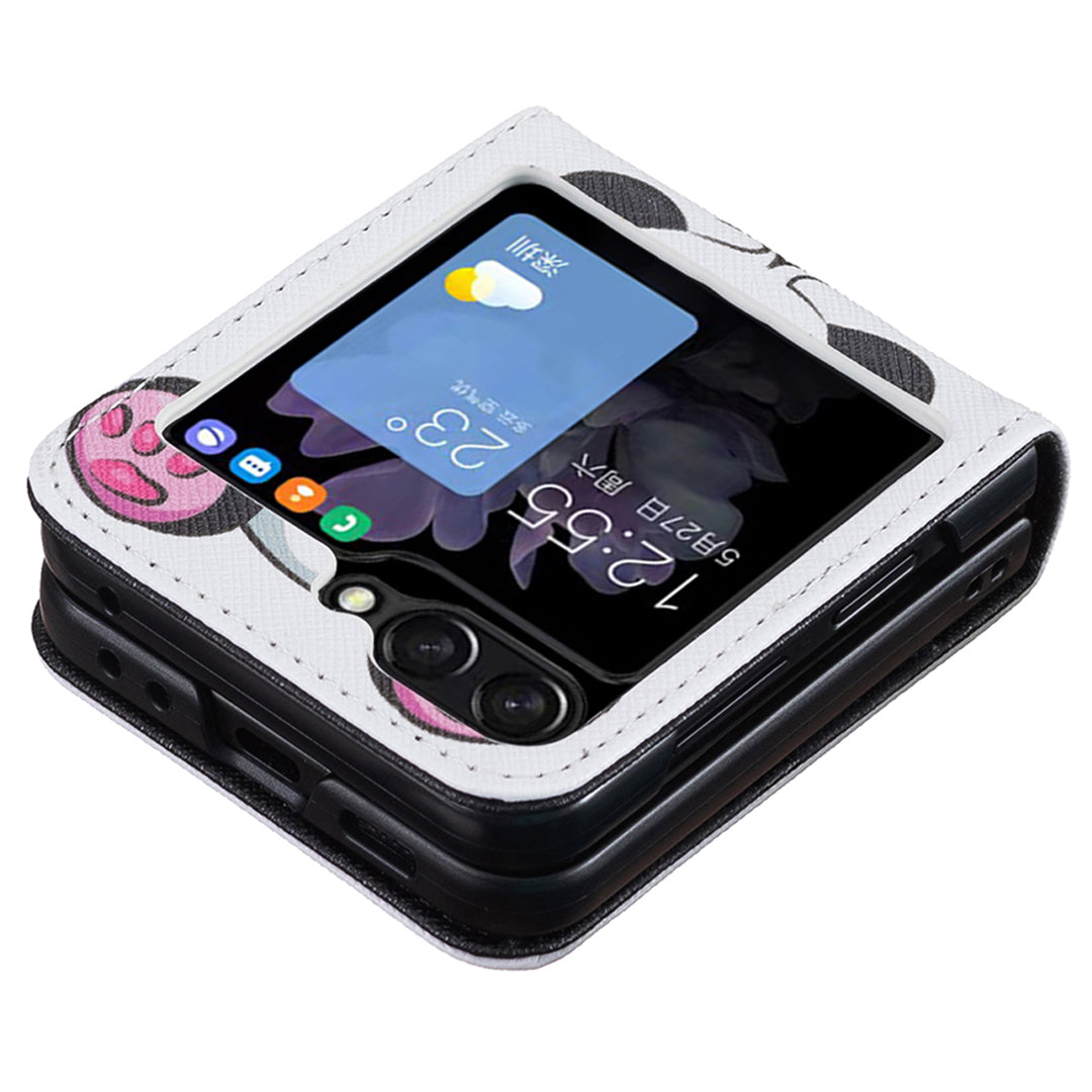 For Samsung Galaxy Z Flip6 5G Case Pattern Print PU Leather Phone Shell - Panda