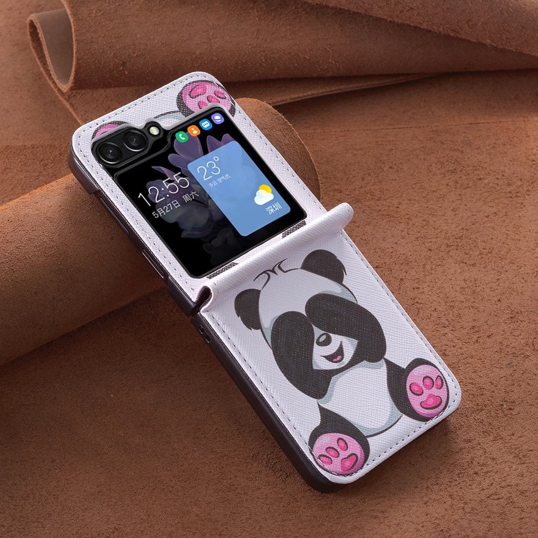 For Samsung Galaxy Z Flip6 5G Case Pattern Print PU Leather Phone Shell - Panda