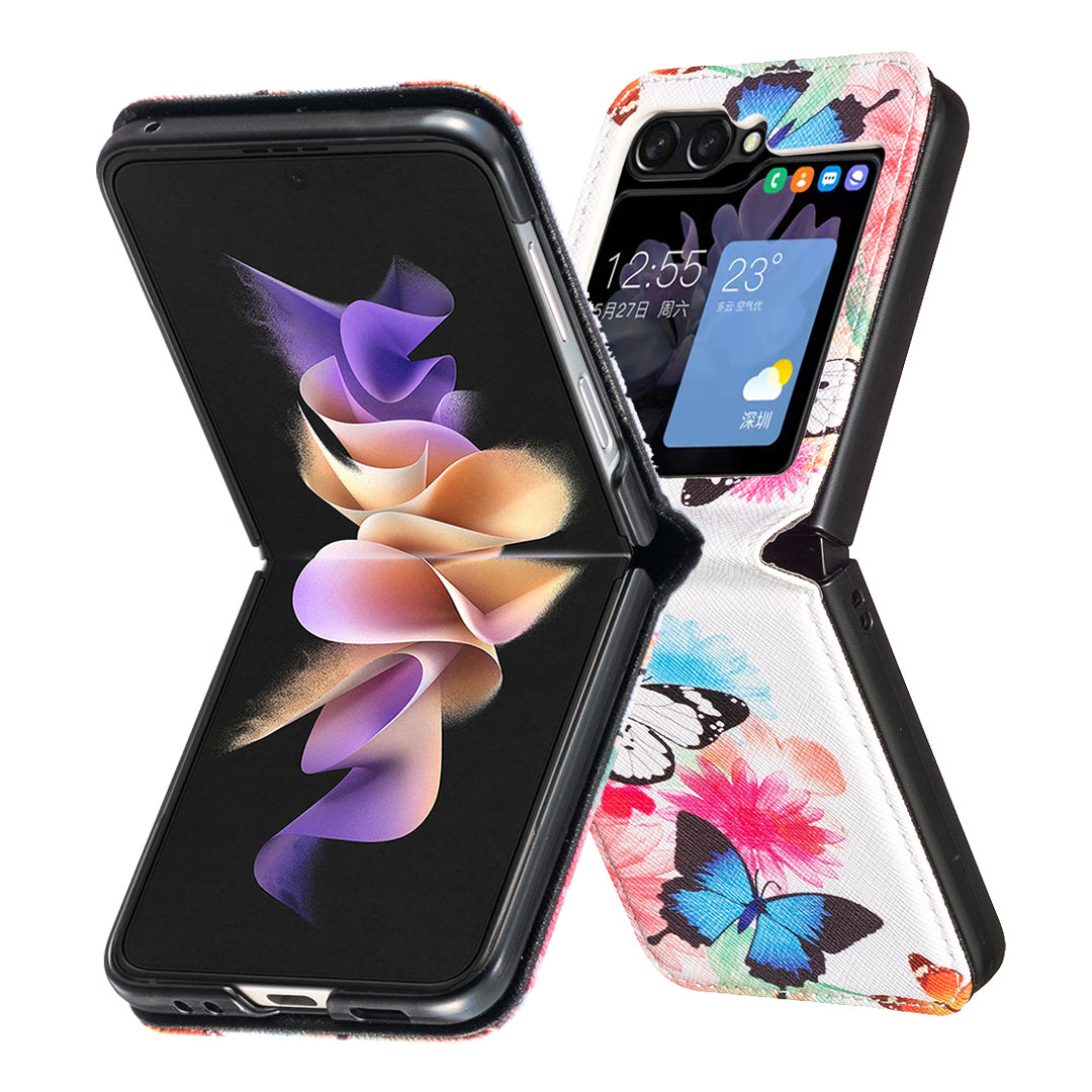 For Samsung Galaxy Z Flip6 5G Case Pattern Print PU Leather Phone Shell - Two Butterflies