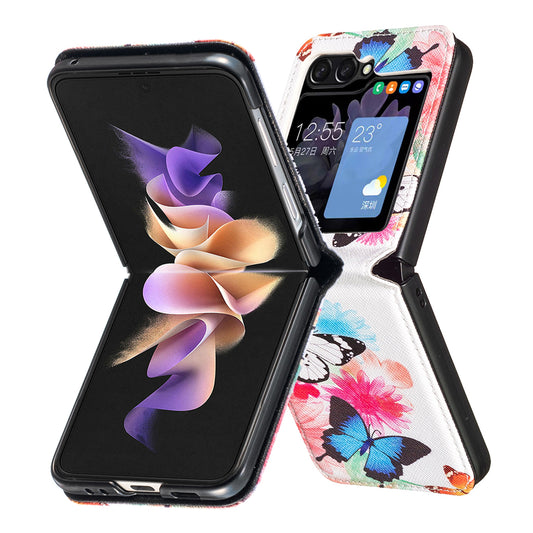 For Samsung Galaxy Z Flip6 5G Case Pattern Print PU Leather Phone Shell - Two Butterflies