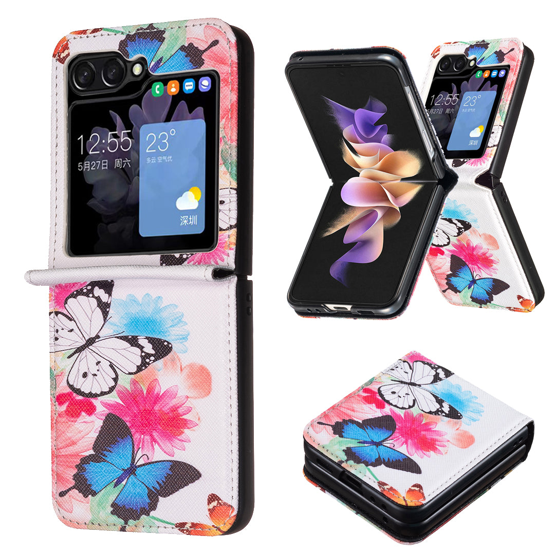 For Samsung Galaxy Z Flip6 5G Case Pattern Print PU Leather Phone Shell - Two Butterflies