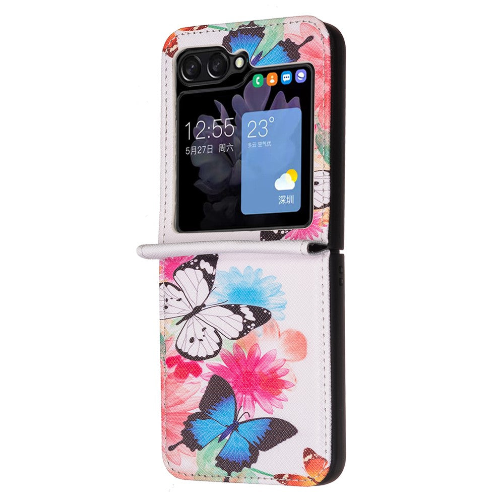 For Samsung Galaxy Z Flip7 FE 5G / Z Flip6 5G / Z Flip5 5G Case Pattern Print PU Leather Phone Shell - Two Butterflies
