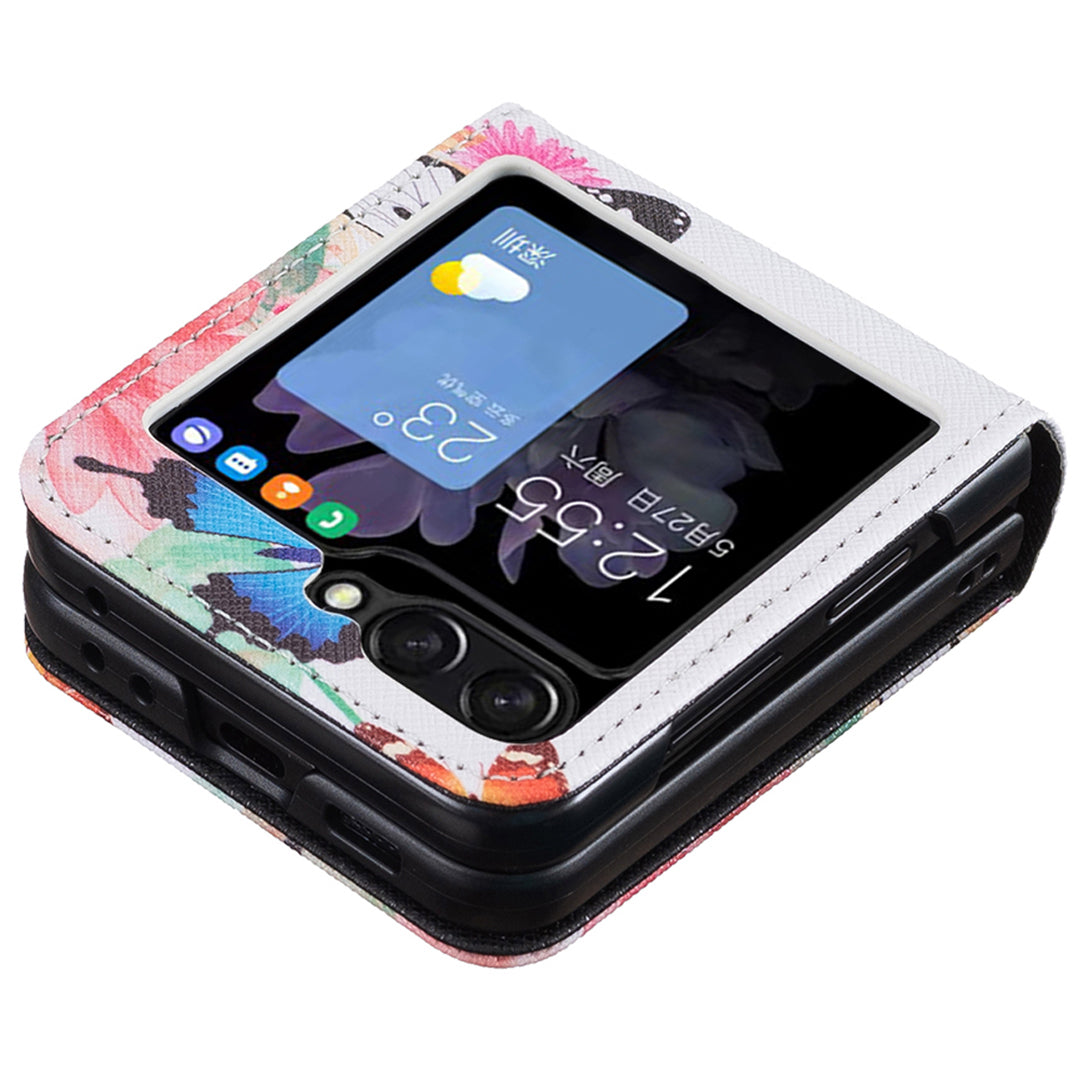 For Samsung Galaxy Z Flip6 5G Case Pattern Print PU Leather Phone Shell - Two Butterflies