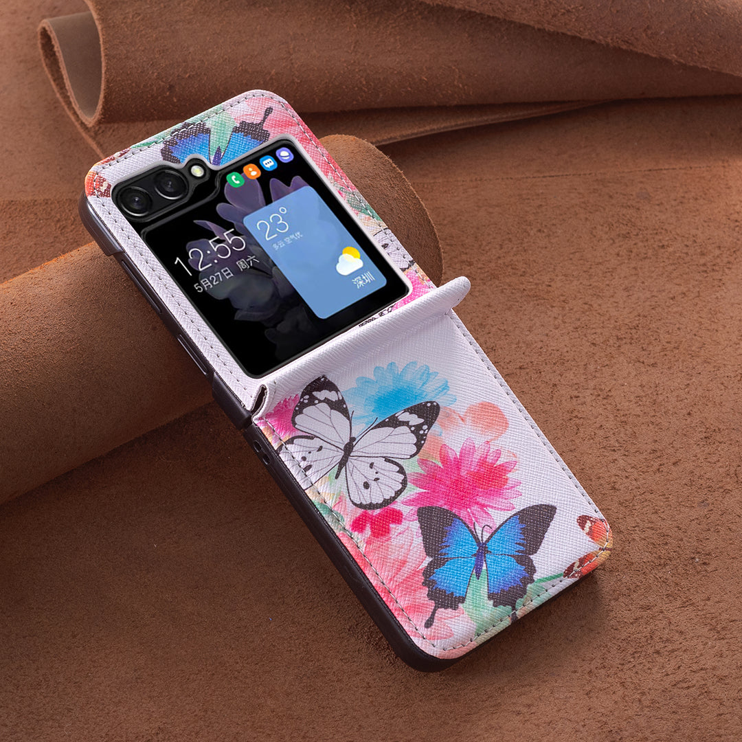 For Samsung Galaxy Z Flip6 5G Case Pattern Print PU Leather Phone Shell - Two Butterflies