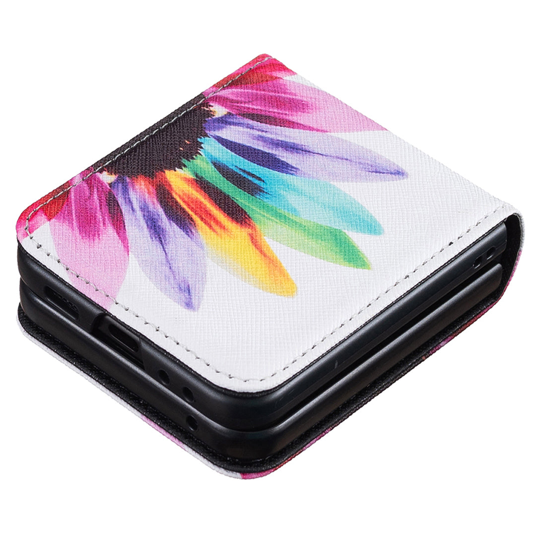 For Samsung Galaxy Z Flip6 5G Case Pattern Print PU Leather Phone Shell - Sunflower