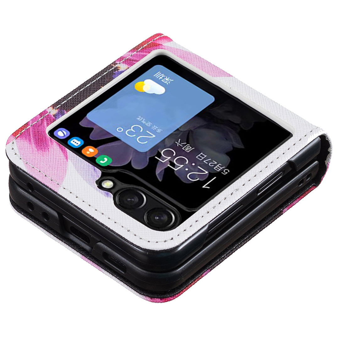 For Samsung Galaxy Z Flip6 5G Case Pattern Print PU Leather Phone Shell - Sunflower