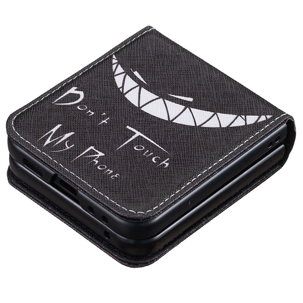 For Samsung Galaxy Z Flip7 FE 5G / Z Flip6 5G / Z Flip5 5G Case Pattern Print PU Leather Phone Shell - Don't Touch My Phone