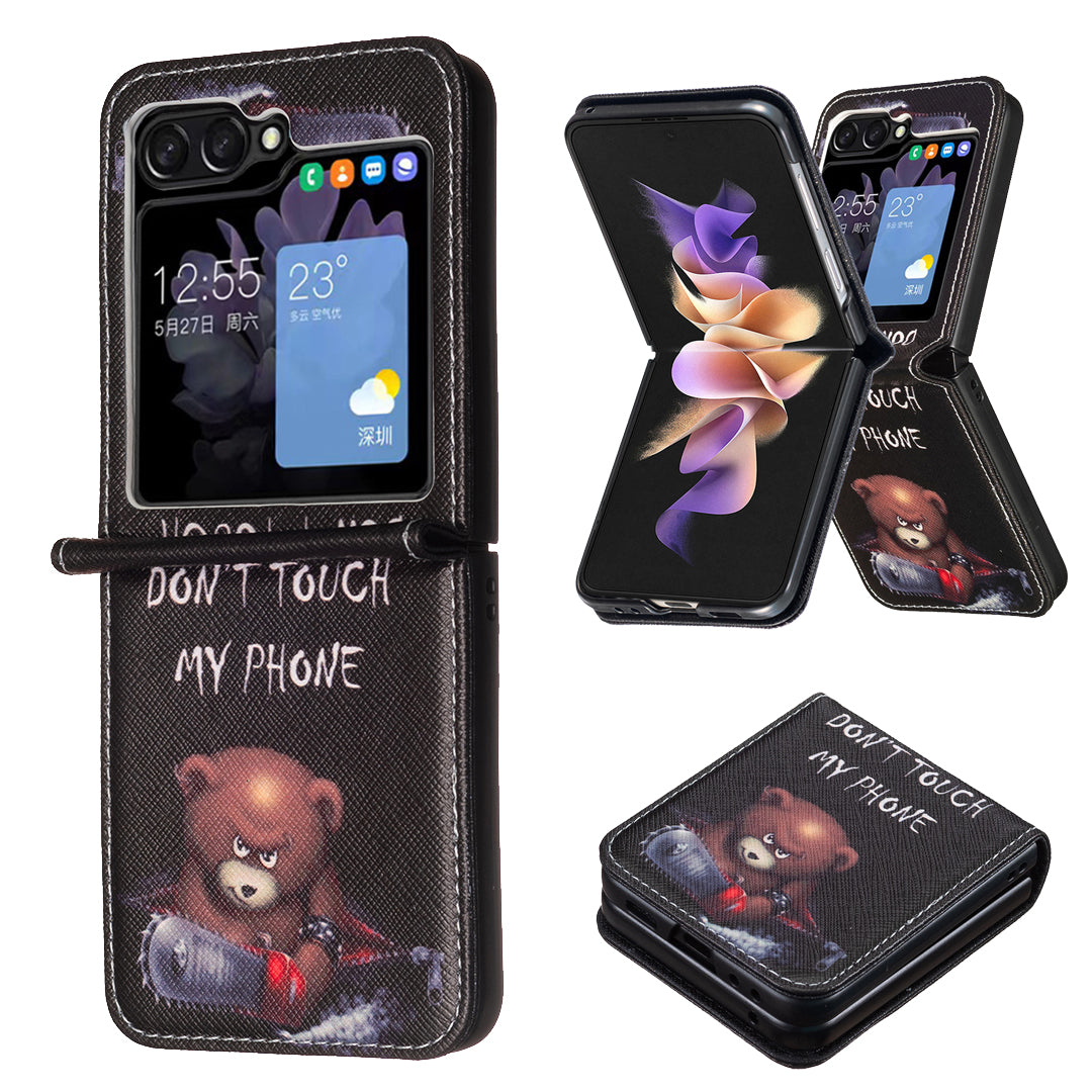 For Samsung Galaxy Z Flip6 5G Case Pattern Print PU Leather Phone Shell - Bear