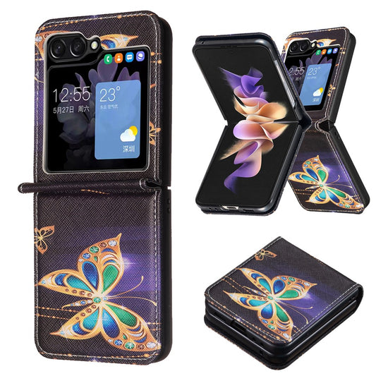 For Samsung Galaxy Z Flip7 FE 5G / Z Flip6 5G / Z Flip5 5G Case Pattern Print PU Leather Phone Shell - Jewelry Butterfly