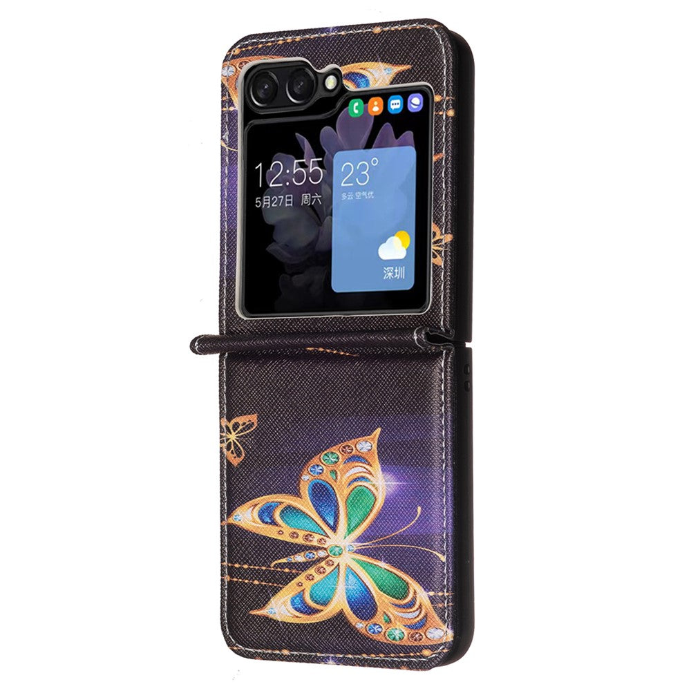 For Samsung Galaxy Z Flip7 FE 5G / Z Flip6 5G / Z Flip5 5G Case Pattern Print PU Leather Phone Shell - Jewelry Butterfly