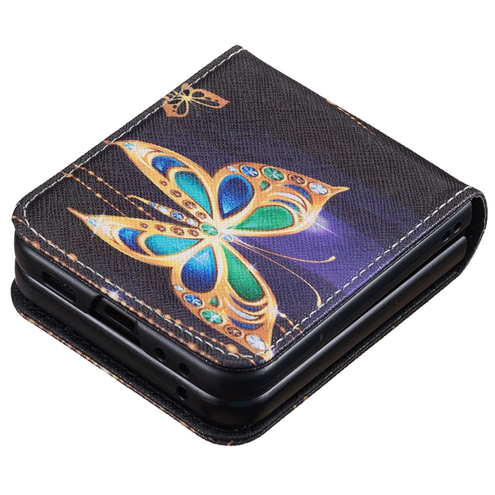 For Samsung Galaxy Z Flip7 FE 5G / Z Flip6 5G / Z Flip5 5G Case Pattern Print PU Leather Phone Shell - Jewelry Butterfly