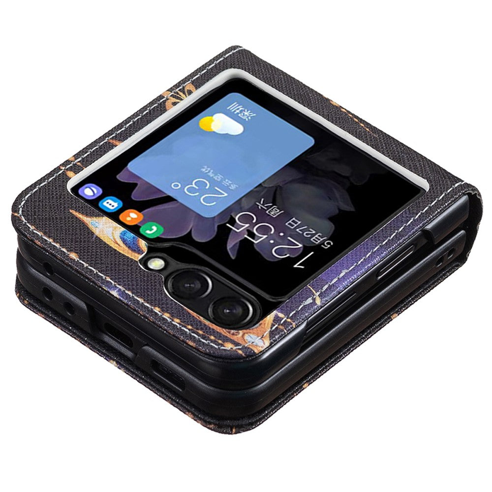 For Samsung Galaxy Z Flip7 FE 5G / Z Flip6 5G / Z Flip5 5G Case Pattern Print PU Leather Phone Shell - Jewelry Butterfly