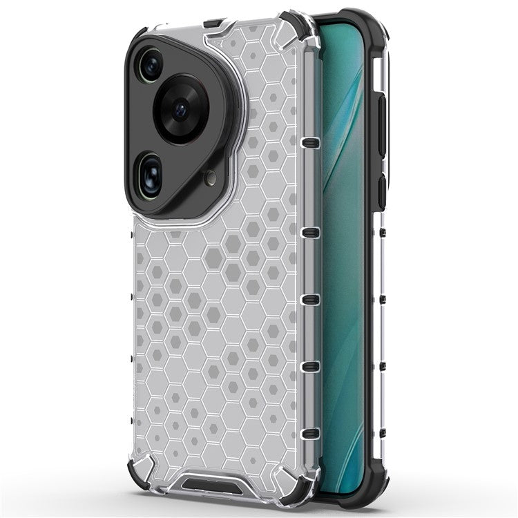 For Huawei Pura 70 Ultra Case Honeycomb Design PC+TPU Hybrid Phone Cover - Grey