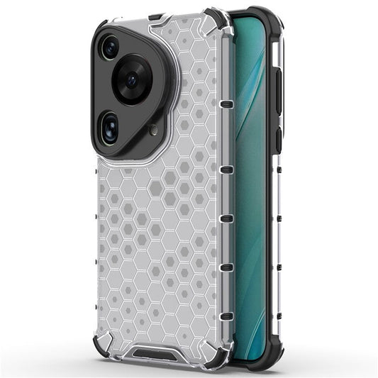 For Huawei Pura 70 Ultra Case Honeycomb Design PC+TPU Hybrid Phone Cover - Grey