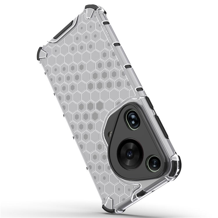 For Huawei Pura 70 Ultra Case Honeycomb Design PC+TPU Hybrid Phone Cover - Grey