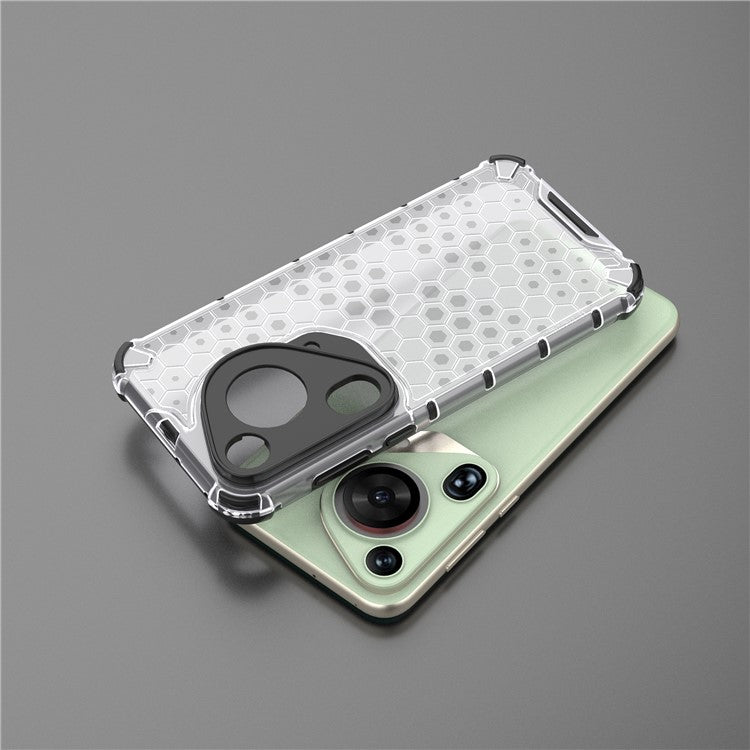 For Huawei Pura 70 Ultra Case Honeycomb Design PC+TPU Hybrid Phone Cover - Grey
