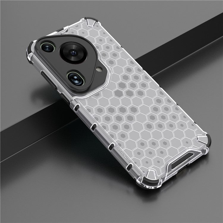 For Huawei Pura 70 Ultra Case Honeycomb Design PC+TPU Hybrid Phone Cover - Grey