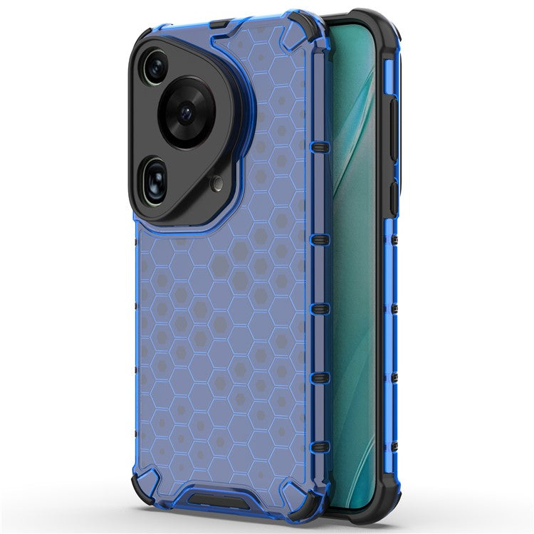 For Huawei Pura 70 Ultra Case Honeycomb Design PC+TPU Hybrid Phone Cover - Blue