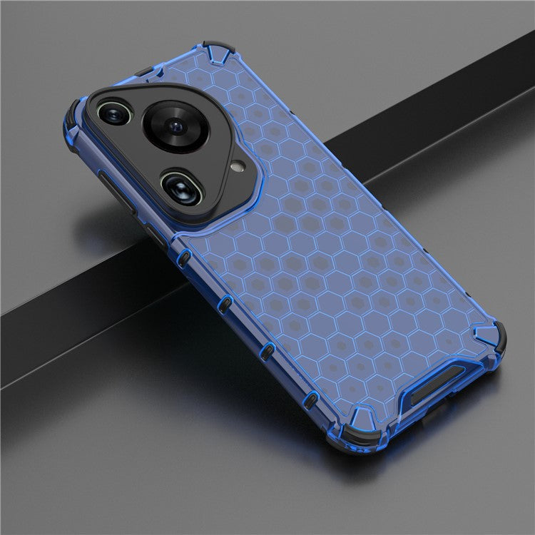 For Huawei Pura 70 Ultra Case Honeycomb Design PC+TPU Hybrid Phone Cover - Blue