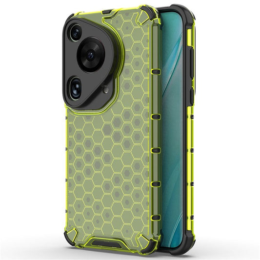 For Huawei Pura 70 Ultra Case Honeycomb Design PC+TPU Hybrid Phone Cover - Green