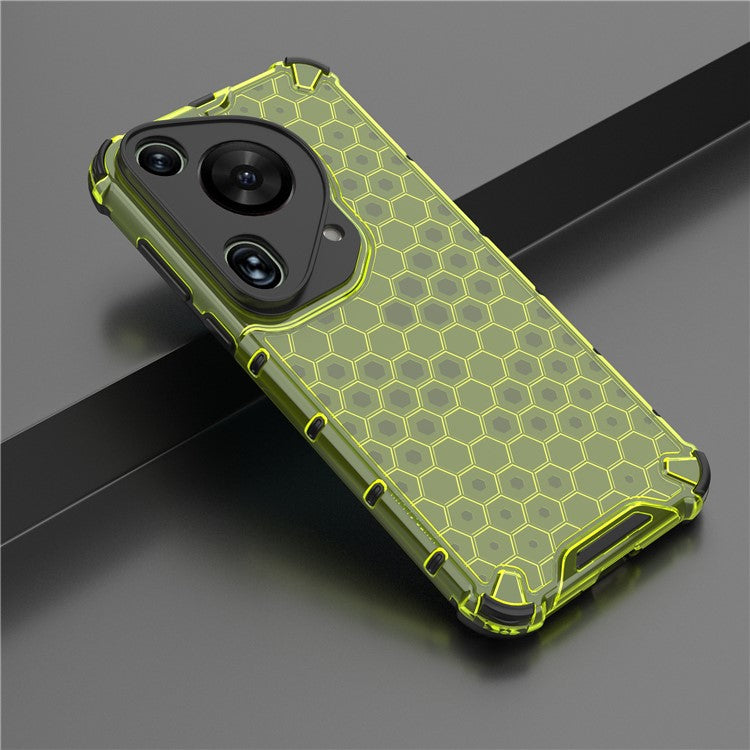 For Huawei Pura 70 Ultra Case Honeycomb Design PC+TPU Hybrid Phone Cover - Green