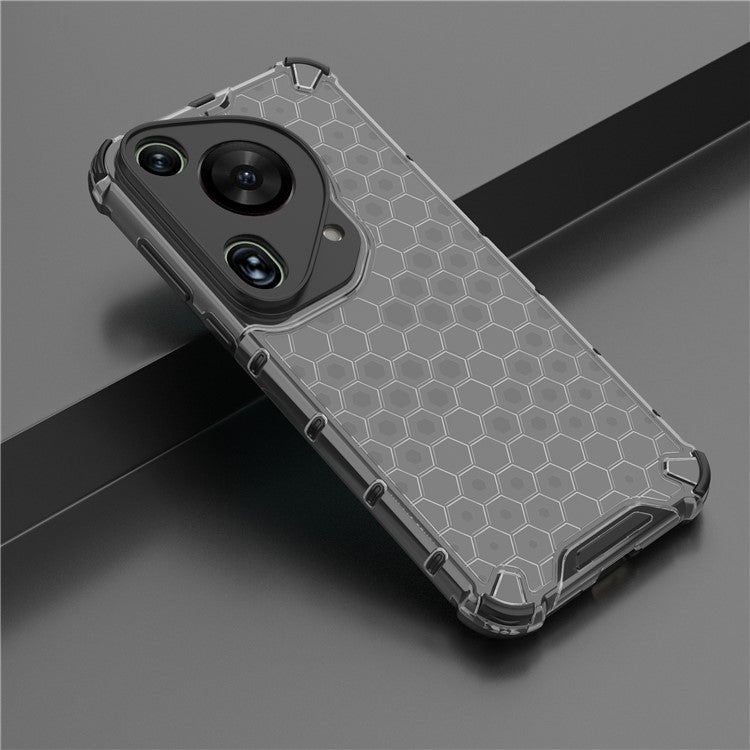 For Huawei Pura 70 Ultra Case Honeycomb Design PC+TPU Hybrid Phone Cover - Black