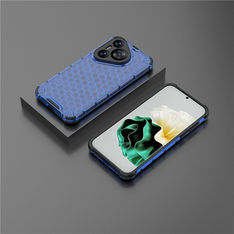 For Huawei Pura 70 Case Honeycomb PC+TPU Air Cushion Drop Protection Phone Cover - Blue