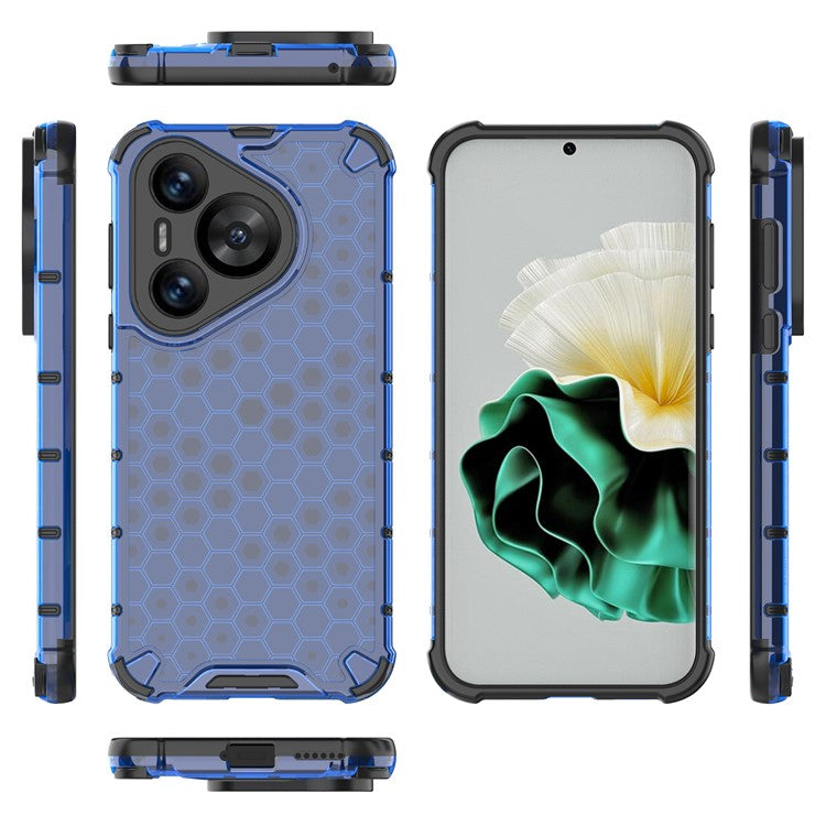 For Huawei Pura 70 Case Honeycomb PC+TPU Air Cushion Drop Protection Phone Cover - Blue