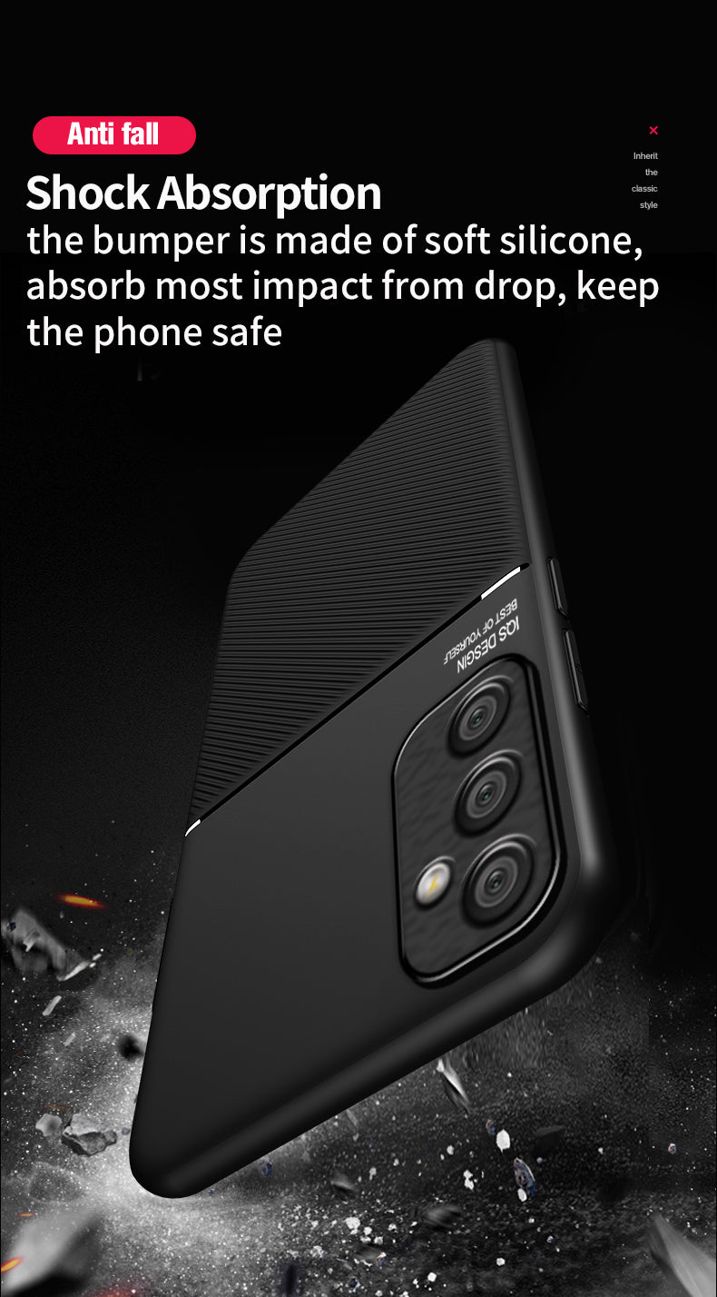 For Samsung Galaxy A35 5G Phone Cover Anti-scratch Back Case with Magnetic Holder Metal Sheet - Blue