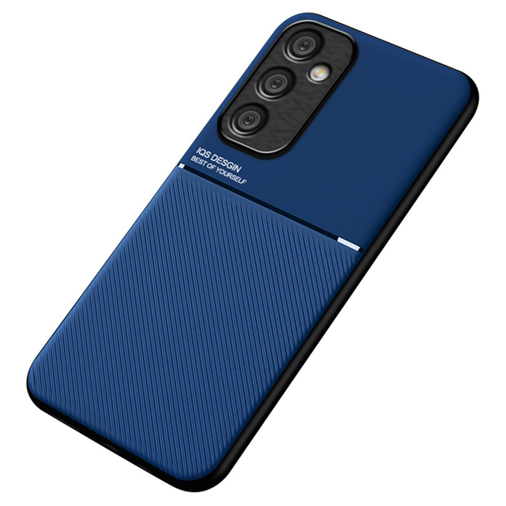 For Samsung Galaxy A35 5G Phone Cover Anti-scratch Back Case with Magnetic Holder Metal Sheet - Blue