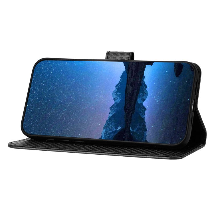 YX0070 For Samsung Galaxy M55 5G / C55 5G / F55 5G Wallet Case Carbon Fiber Texture Leather Phone Cover - Black