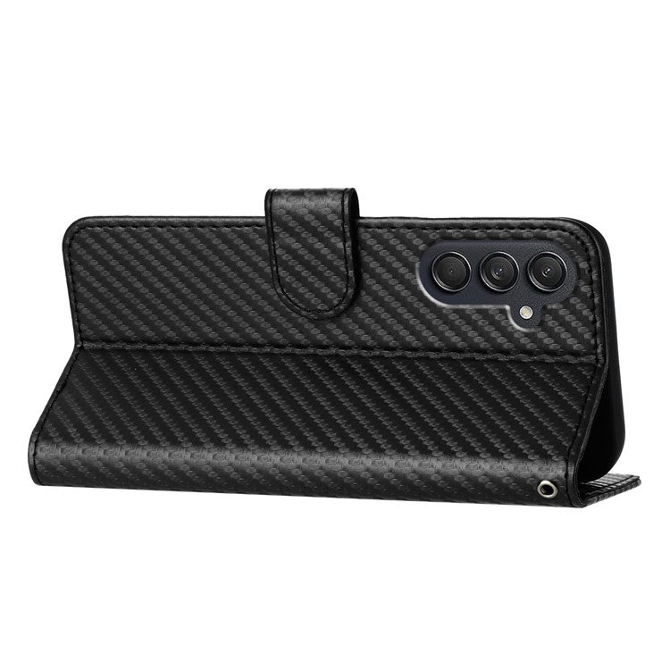 YX0070 For Samsung Galaxy M55 5G / C55 5G / F55 5G Wallet Case Carbon Fiber Texture Leather Phone Cover - Black