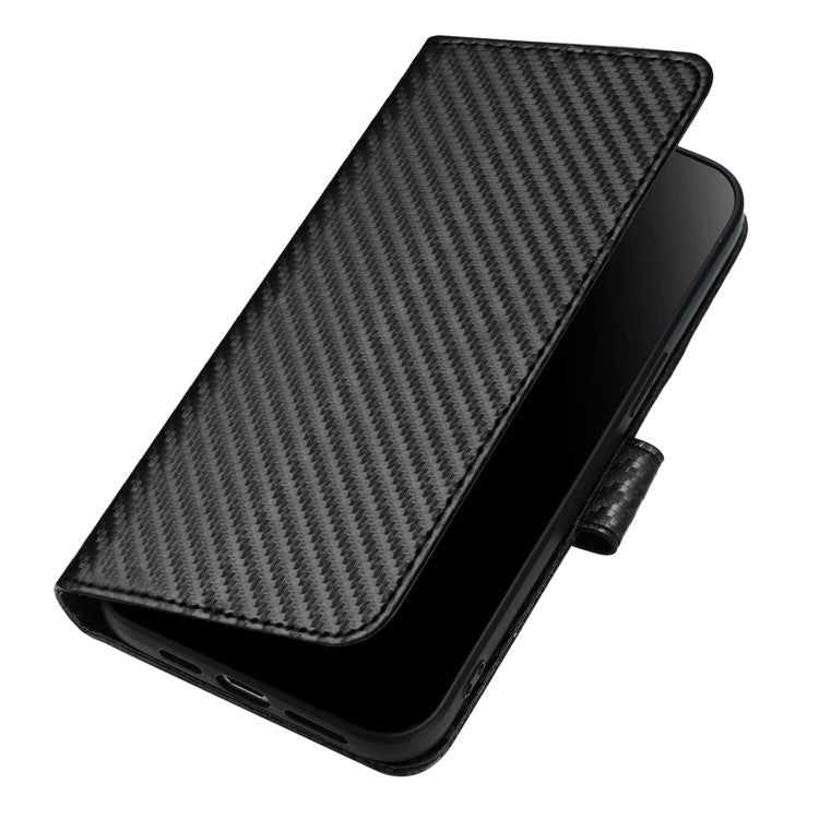 YX0070 For Samsung Galaxy M55 5G / C55 5G / F55 5G Wallet Case Carbon Fiber Texture Leather Phone Cover - Black