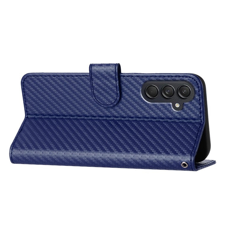 YX0070 For Samsung Galaxy M55 5G / C55 5G / F55 5G Wallet Case Carbon Fiber Texture Leather Phone Cover - Sapphire