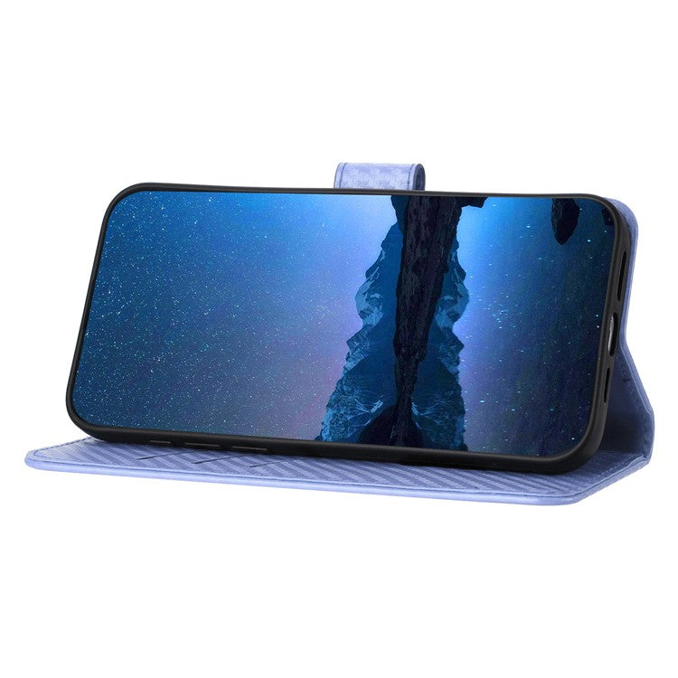 YX0070 For Samsung Galaxy M55 5G / C55 5G / F55 5G Wallet Case Carbon Fiber Texture Leather Phone Cover - Light Purple