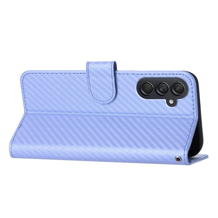 YX0070 For Samsung Galaxy M55 5G / C55 5G / F55 5G Wallet Case Carbon Fiber Texture Leather Phone Cover - Light Purple