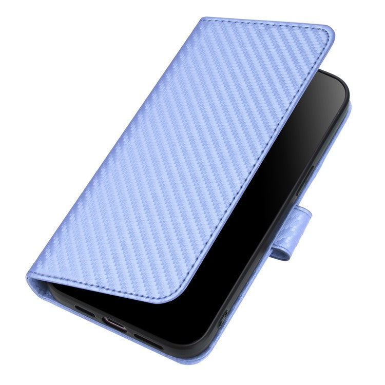 YX0070 For Samsung Galaxy M55 5G / C55 5G / F55 5G Wallet Case Carbon Fiber Texture Leather Phone Cover - Light Purple