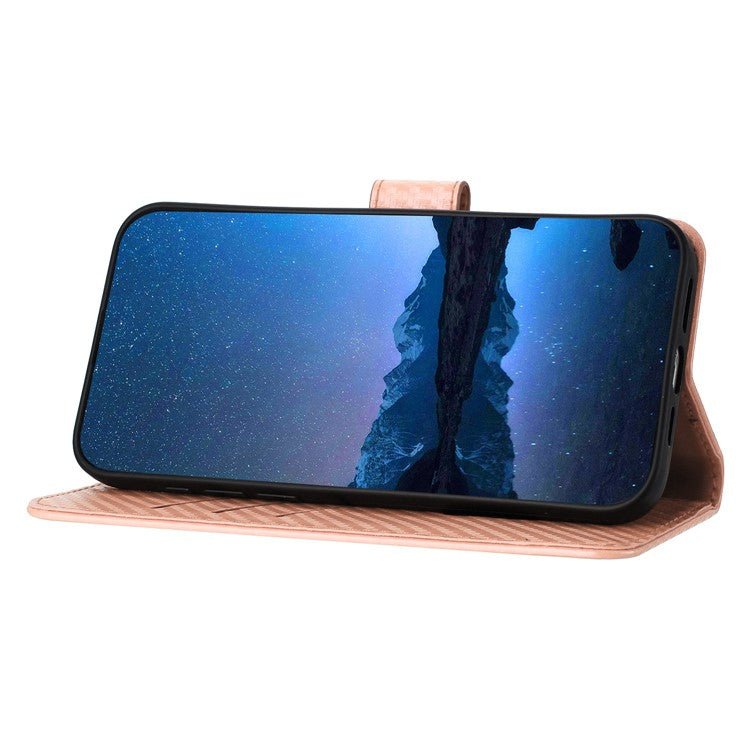YX0070 For Samsung Galaxy M55 5G / C55 5G / F55 5G Wallet Case Carbon Fiber Texture Leather Phone Cover - Pink