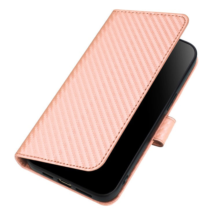 YX0070 For Samsung Galaxy M55 5G / C55 5G / F55 5G Wallet Case Carbon Fiber Texture Leather Phone Cover - Pink