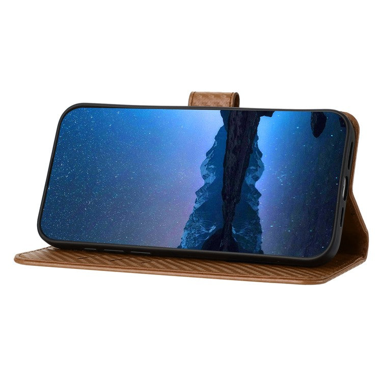 YX0070 For Samsung Galaxy M55 5G / C55 5G / F55 5G Wallet Case Carbon Fiber Texture Leather Phone Cover - Coffee